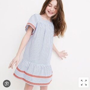 Crewcuts J Crew Girls'‎ rickrack-trimmed dress in seersucker NWT Easter spring